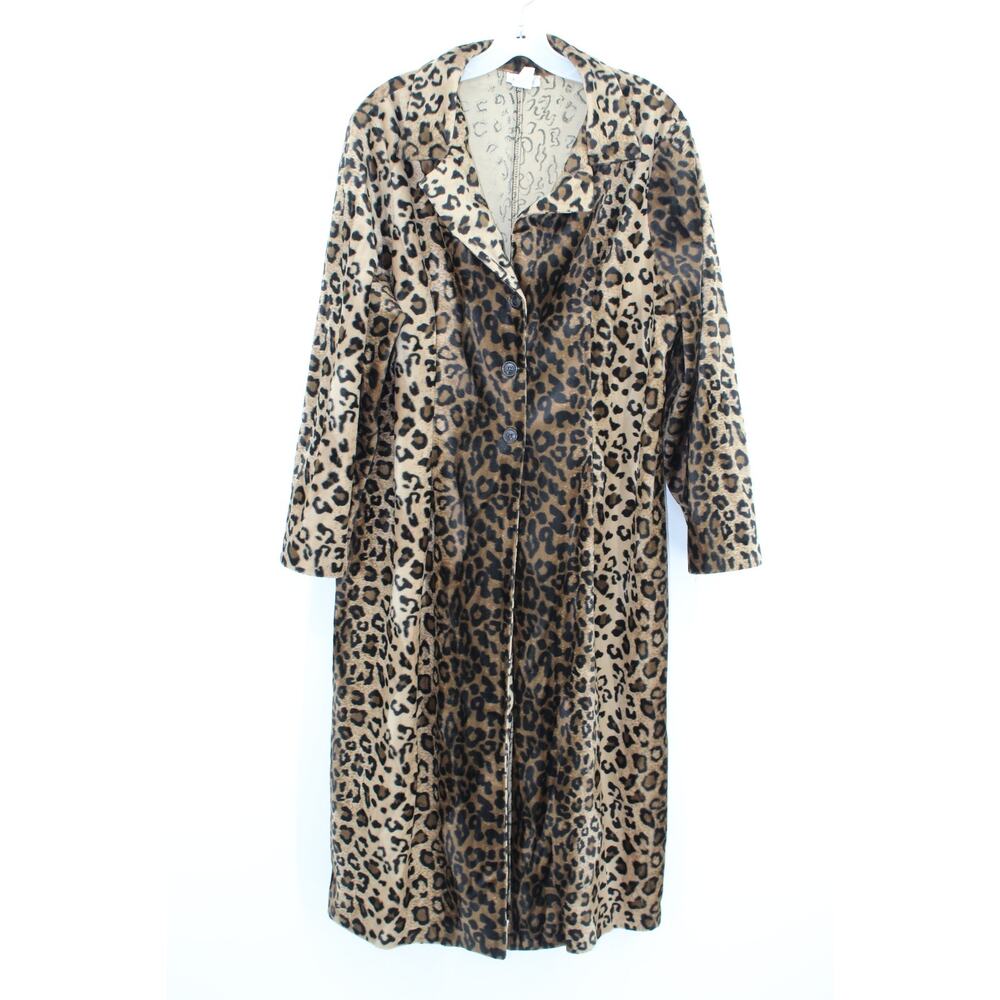Vintage Ladies Coat Leopard Size 2X USA Made by Sense